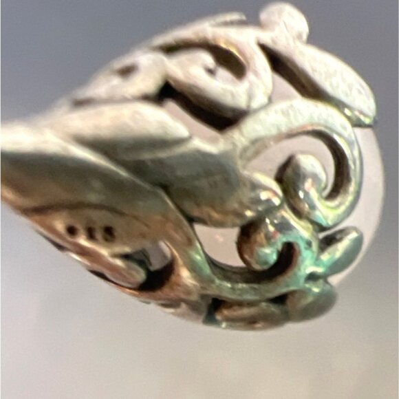 Vtg Sterling Silver Rose Quartz Drop Earrings 925 Filigree Teardrop Dangles Boho - Picture 5 of 11